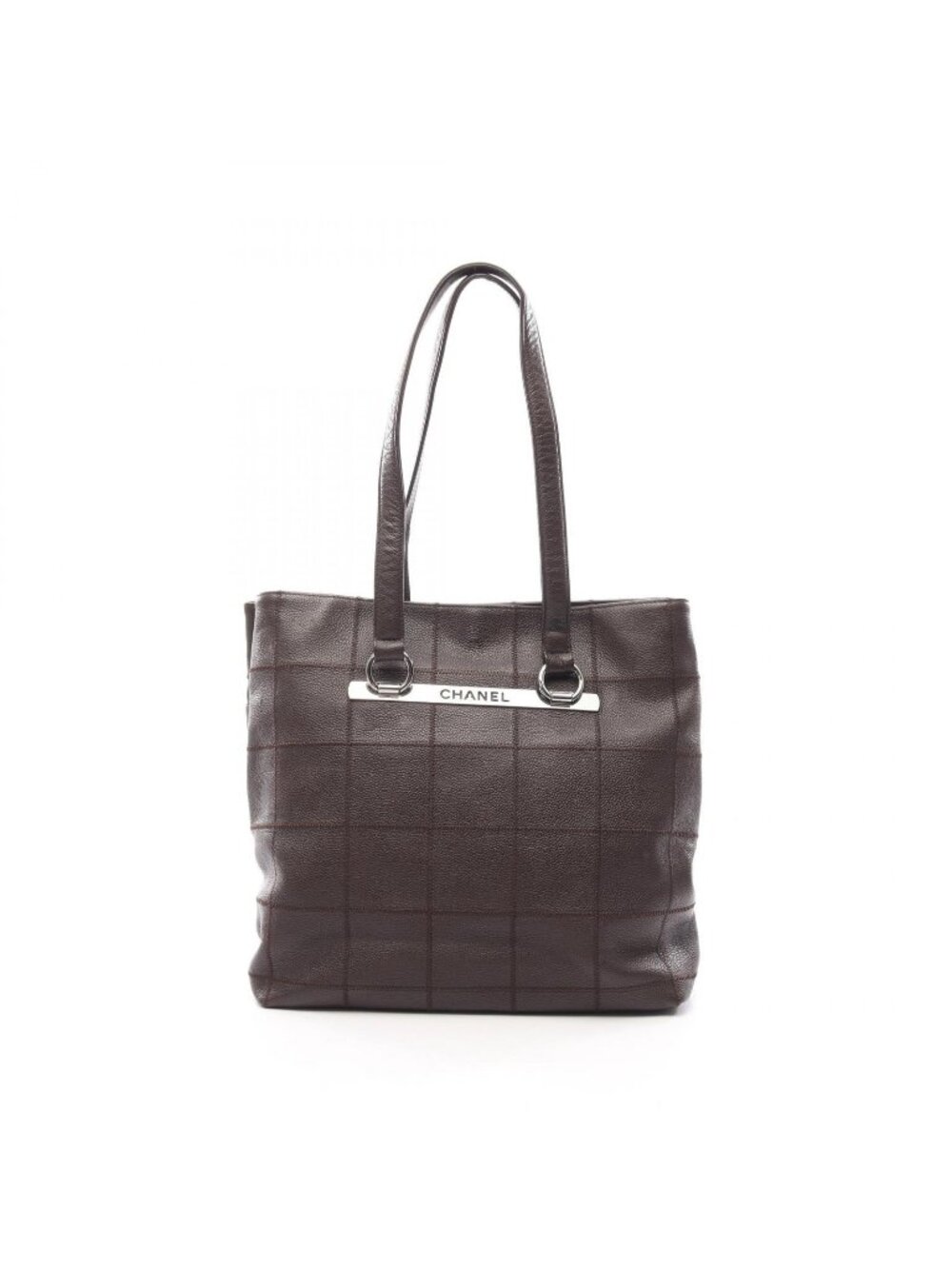 Chanel Tote Bag Choco Bar Dark Brown Caviar Leather